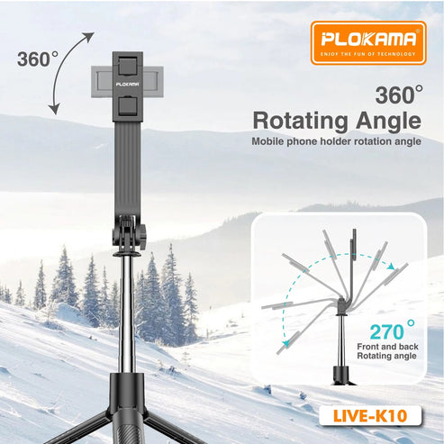 PLOKAMA Live-K10 Tripod Holder, Selfie Stick 200cm (2m)
