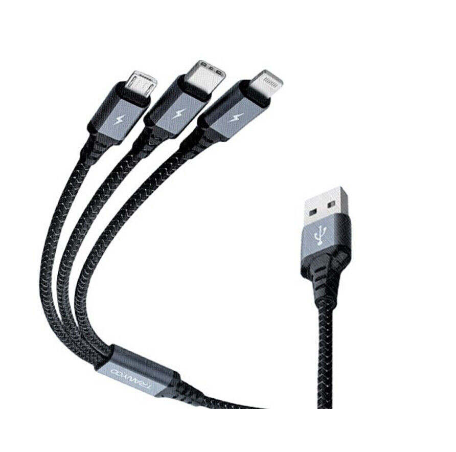 TRANYOO 3IN1 USB To Type-C + Lightning + Micro Cable Cable