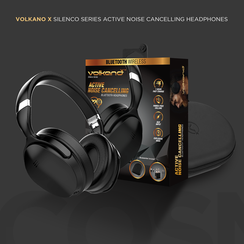 VolkanoX Silenco series Active Noise Cancelling Bluetooth headphones – black