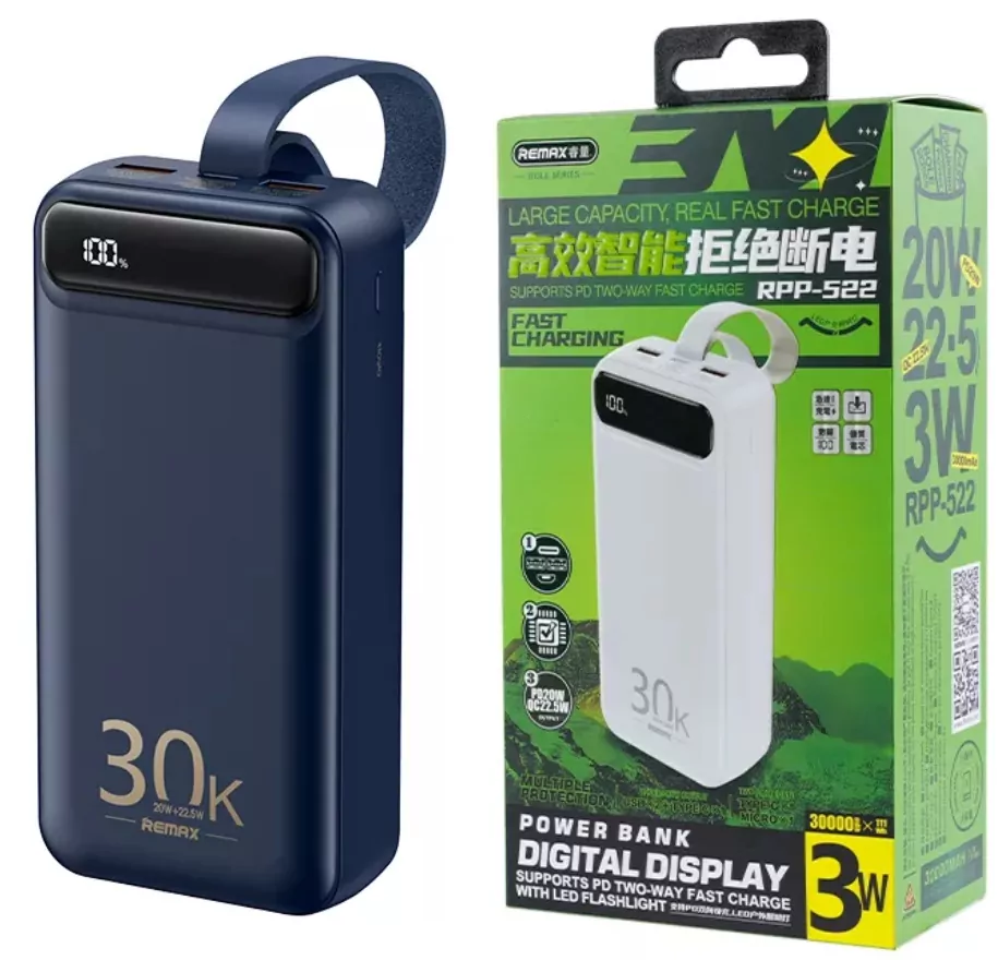 Remax 30000mAh Power Bank 22.5W Fast Charging - White