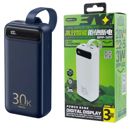 Remax 30000mAh Power Bank 22.5W Fast Charging - White