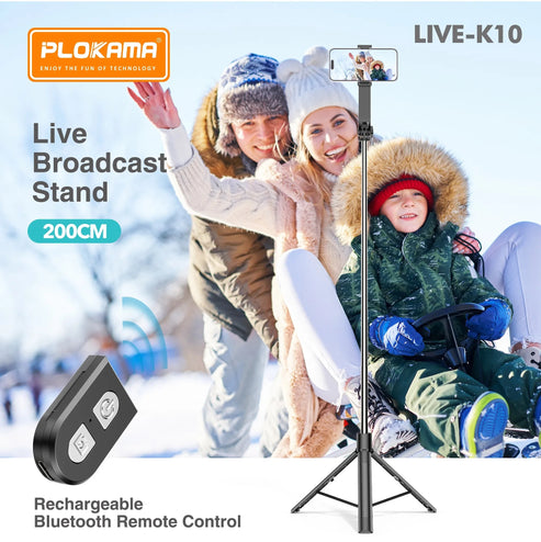 PLOKAMA Live-K10 Tripod Holder, Selfie Stick 200cm (2m)