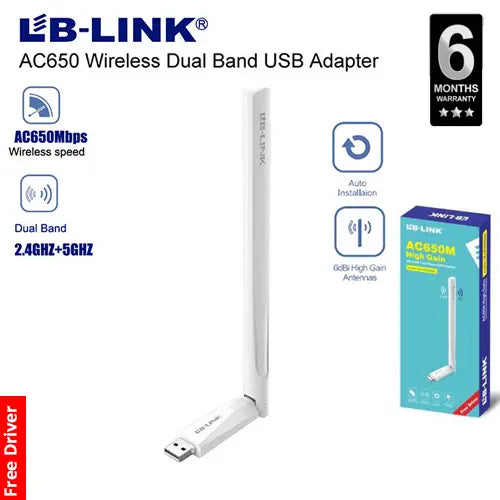 LB-LINK 650Mbps High Gain Wireless Dual Band USB WiFi Adapter BL-WDN650A