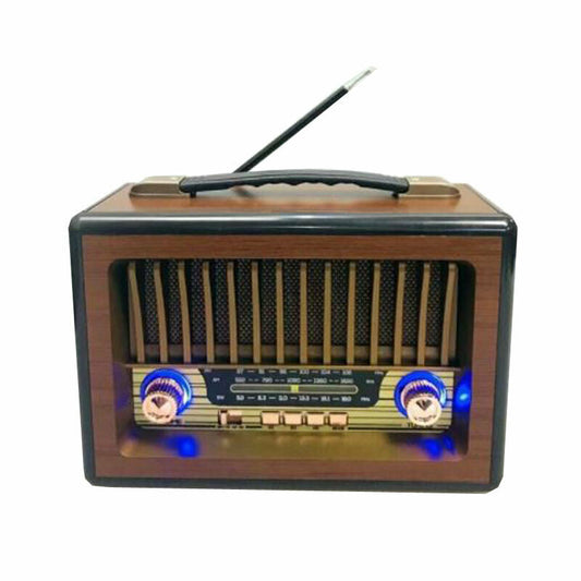 MEIER Retro Portable Radio AM FM SW Wooden Finish - Gold