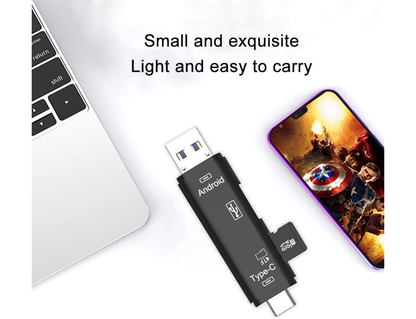 USB Portable 3 in 1 Multi-Function Type-C USB OTG Adapter TF Card Reader - Black