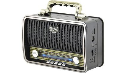 Kemai Retro MultiMedia Radio Player FM/AM/SW (Black/Gold) - Black