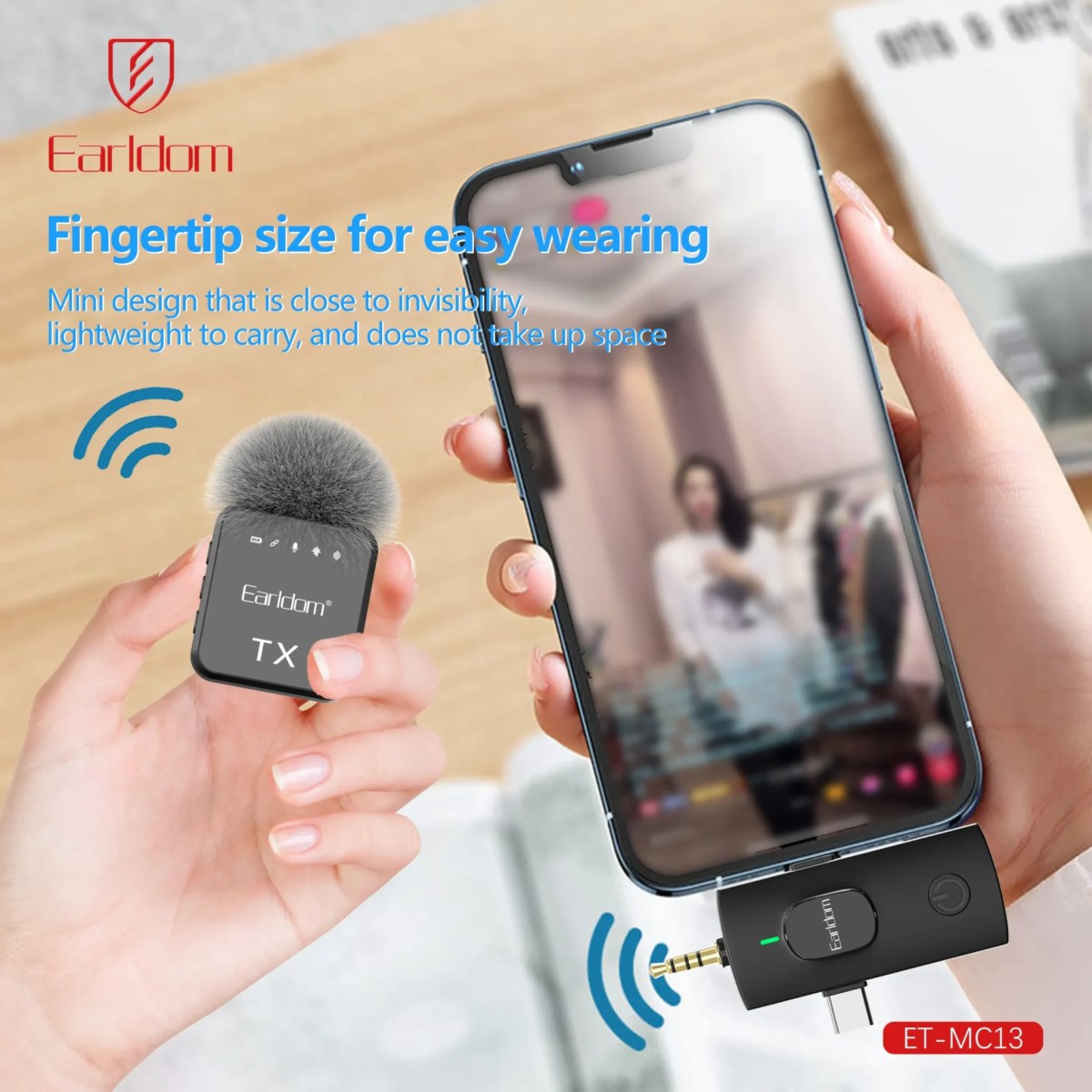 Earldom Collar Clip 3in1 Wireless Microphone