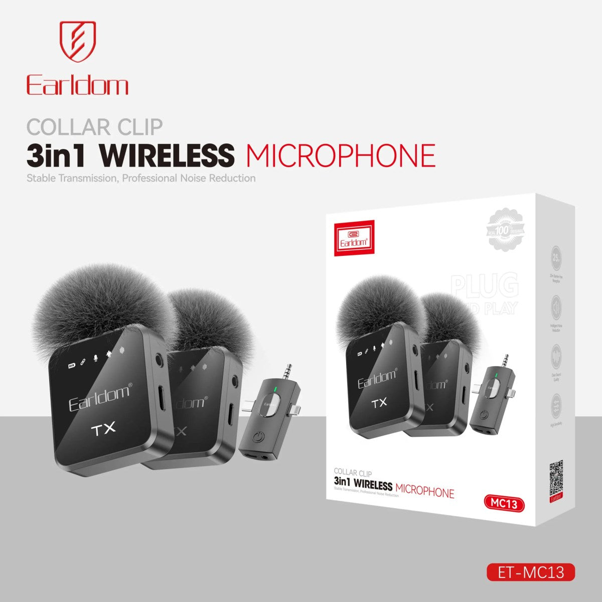 Earldom Collar Clip 3in1 Wireless Microphone