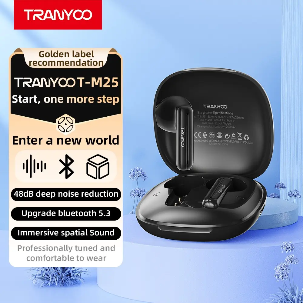 Tranyoo Wireless Bluetooth stereo Earphone 50h Standby TWS T-M25