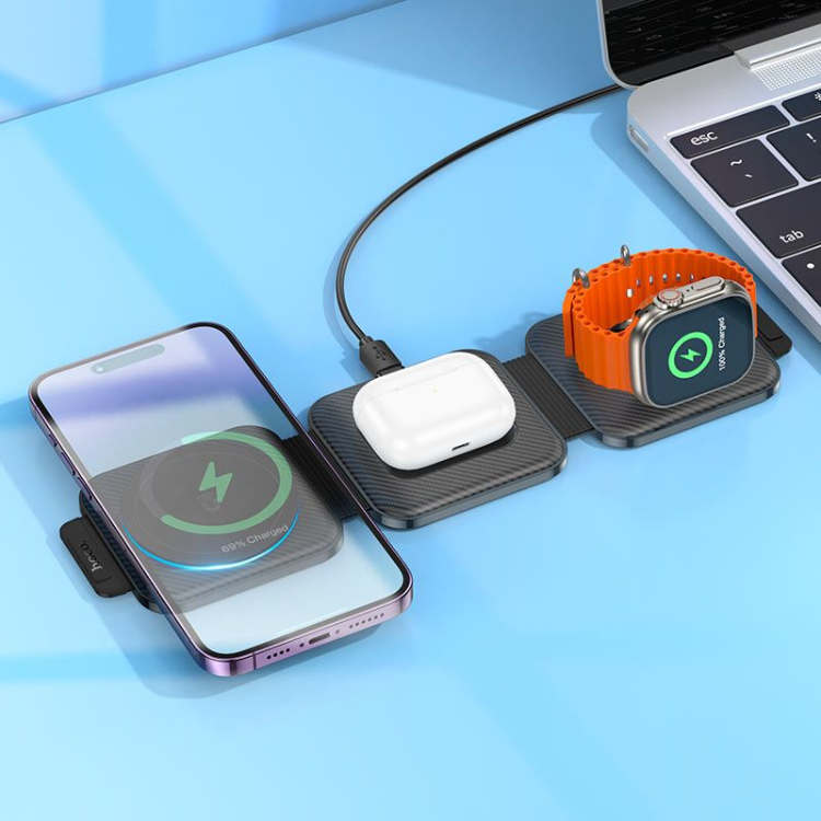 HOCO CQ4 Folding Magnetic 3-in-1 Wireless charger