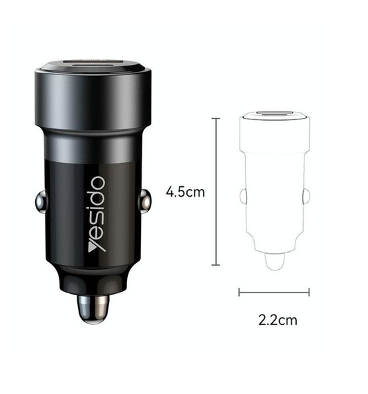 Yesido 60W Super Fast With Type-c And Usb Port Car Charger (Y55)