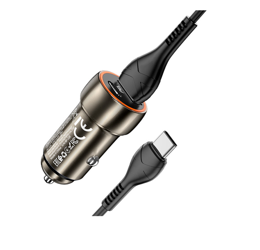 Hoco Z46A PD 20W + QC3.0 Metal Car Charger with 1m Lightning Cable