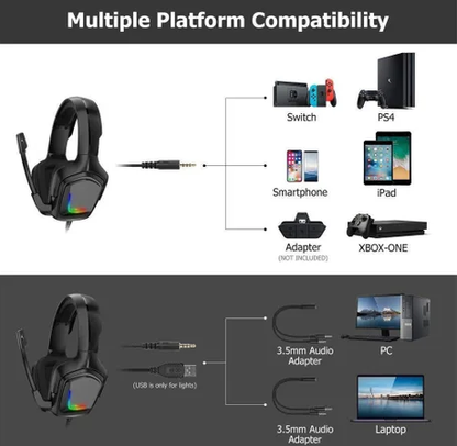 Onikuma K20 Gaming Headset Over-Ear Headphones With Microphone - Black