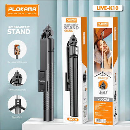 PLOKAMA Live-K10 Tripod Holder, Selfie Stick 200cm (2m)