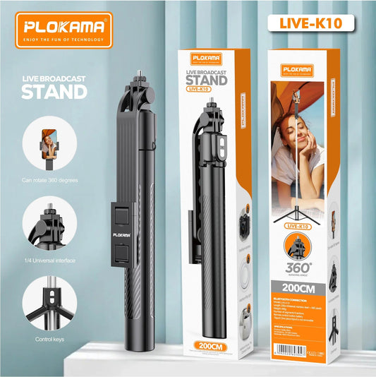 PLOKAMA Live-K10 Tripod Holder, Selfie Stick 200cm (2m)