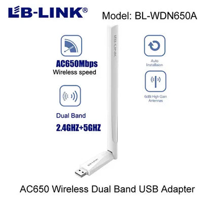 LB-LINK 650Mbps High Gain Wireless Dual Band USB WiFi Adapter BL-WDN650A