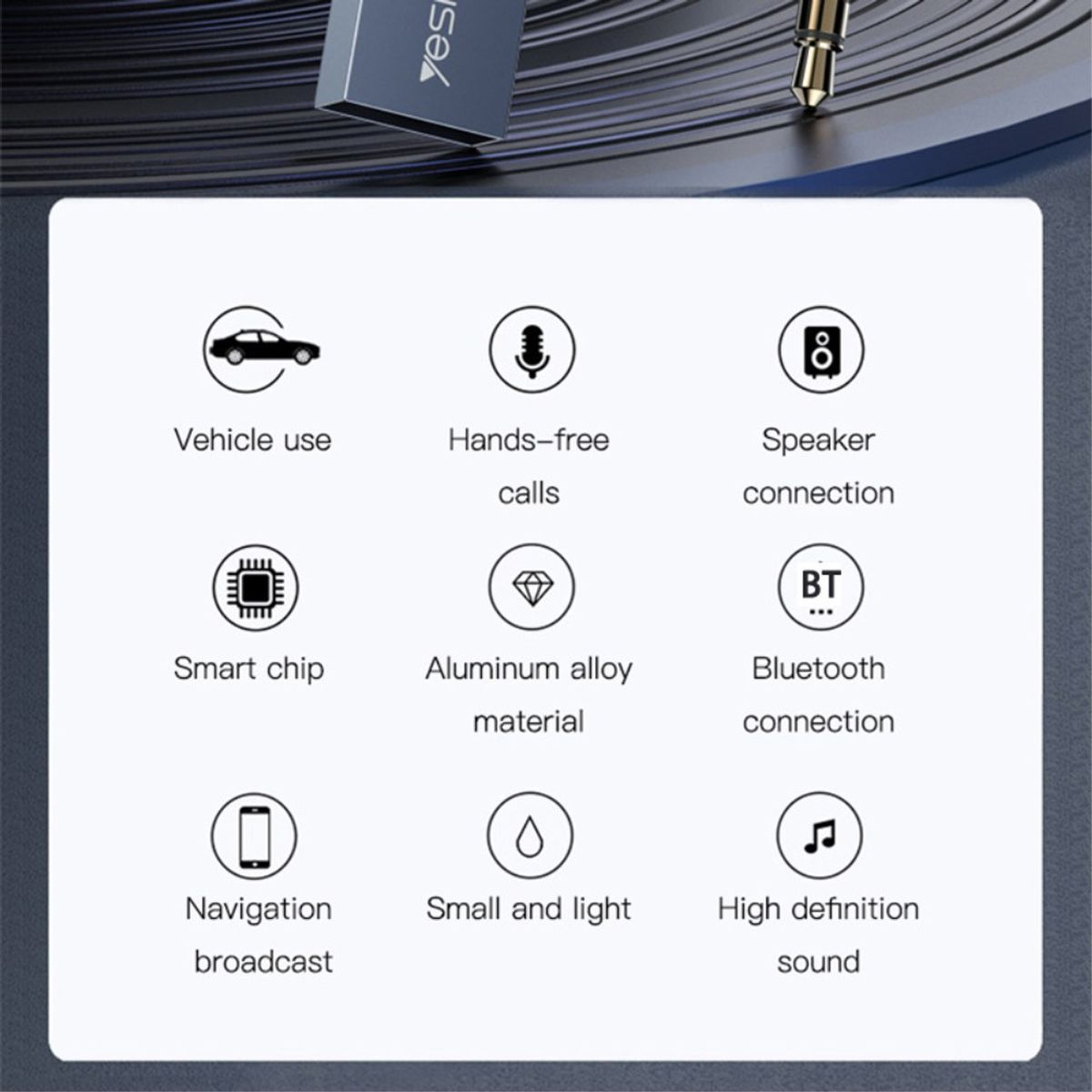 YESIDO YAU24 3.5mm AUX Car Bluetooth Audio Receiver Adapter for Music