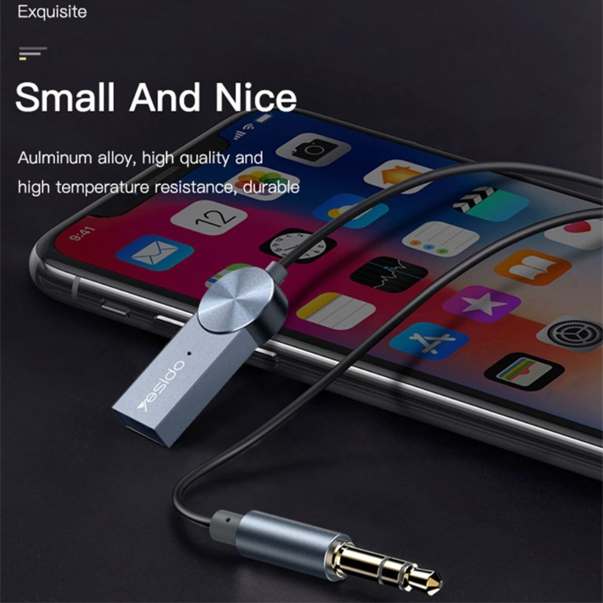 YESIDO YAU24 3.5mm AUX Car Bluetooth Audio Receiver Adapter for Music
