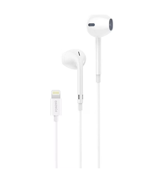 FONENG T28 Wired Earphones Lightning (White)