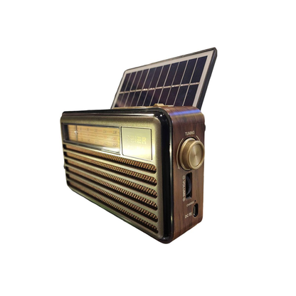 MEIER Retro Solar Portable AM FM SW 3 Band Wooden Semiconductor Vintage Radio Battery Powered Multifunction Bluetooth Music Speaker TF