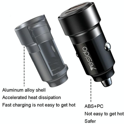 Yesido 60W Super Fast With Type-c And Usb Port Car Charger (Y55)