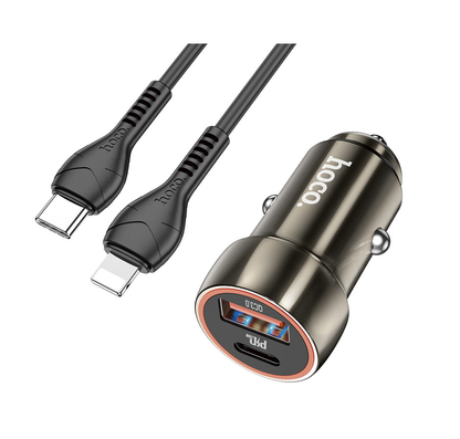 Hoco Z46A PD 20W + QC3.0 Metal Car Charger with 1m Lightning Cable